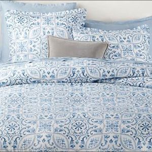 Pottery Barn Shelby Tencel(TM) Duvet Cover, Full/Queen, Blue